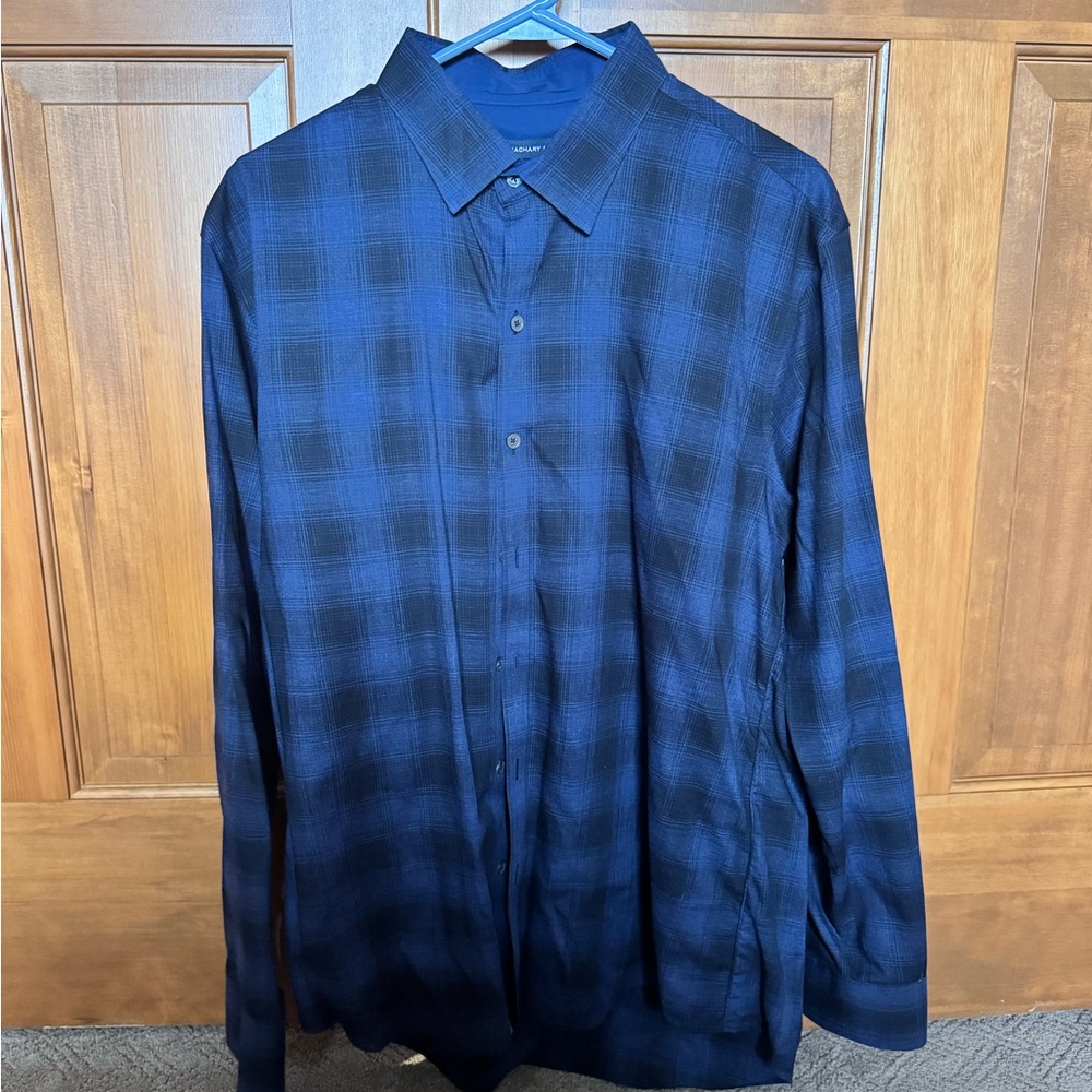 Zachary Prell Navy Checkered Dress Shirt